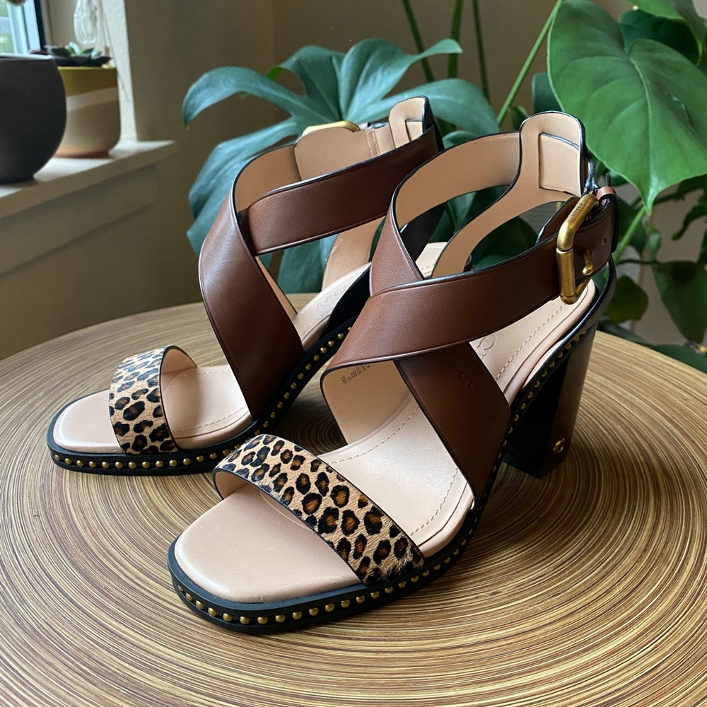 Coach Mandy Block Heel Animal Print Sandal NWOT 6